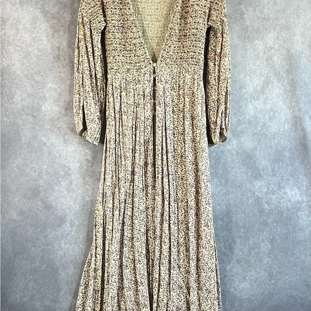Free People Kadence Robe Duster Womens S / P Beige Bead Hippie Boho **READ**